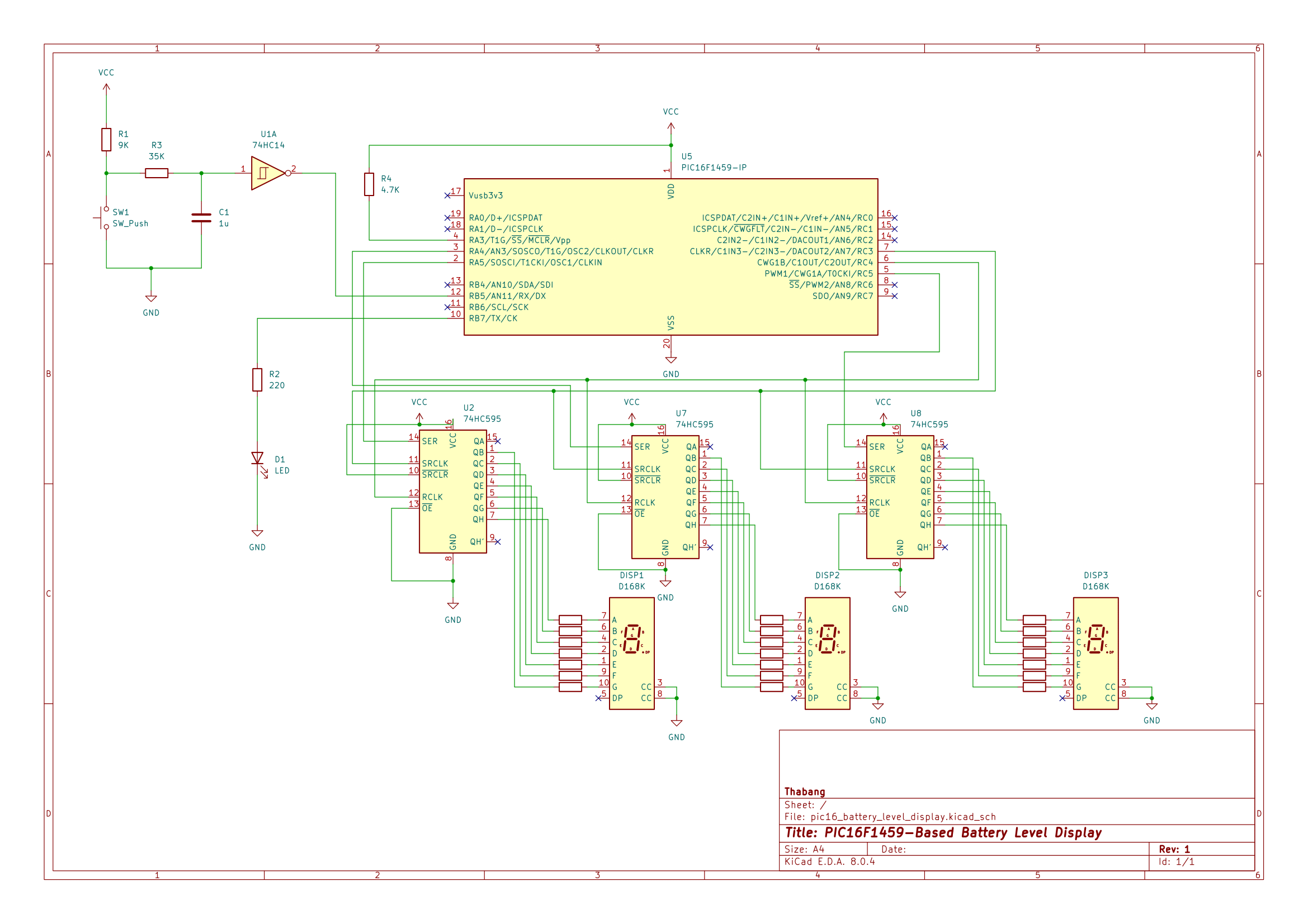Circuit Diagram for PIC16 Battery Display